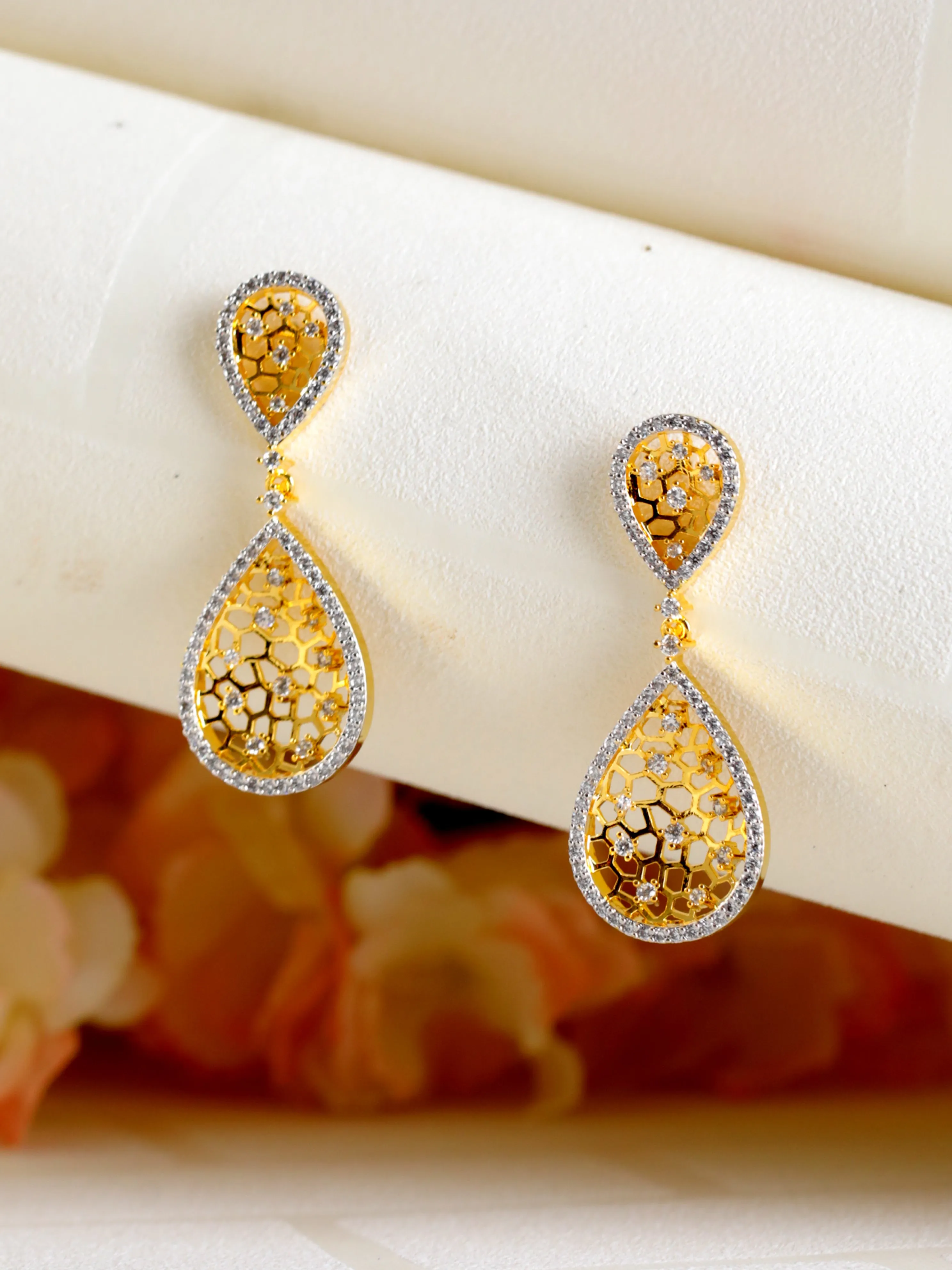 Gold Plated Contemporary Drop Earrings