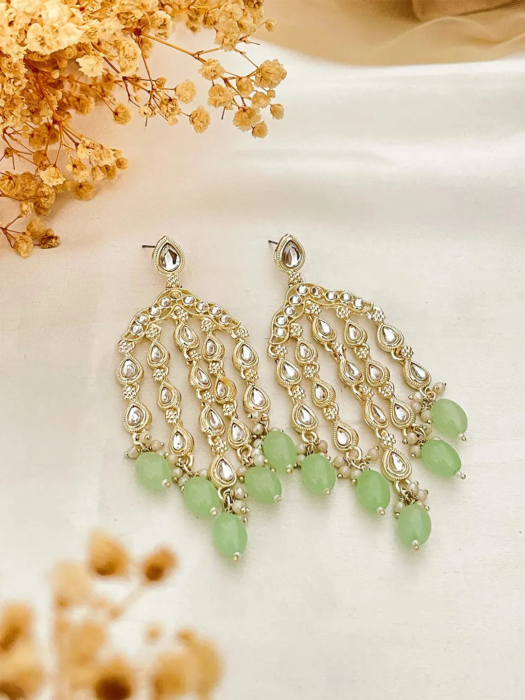 Gold Plated Contemporary Drop Earrings