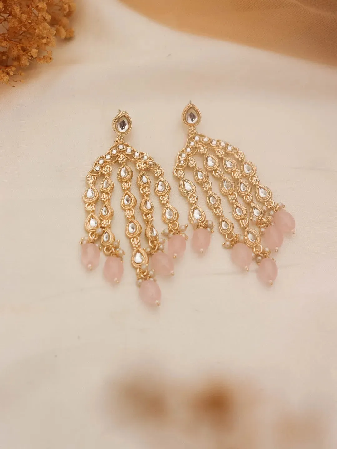Gold Plated Contemporary Drop Earrings