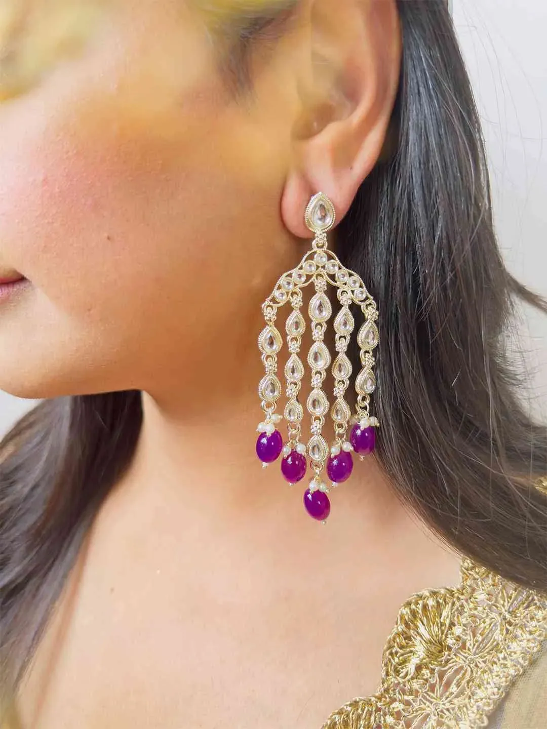 Gold Plated Contemporary Drop Earrings