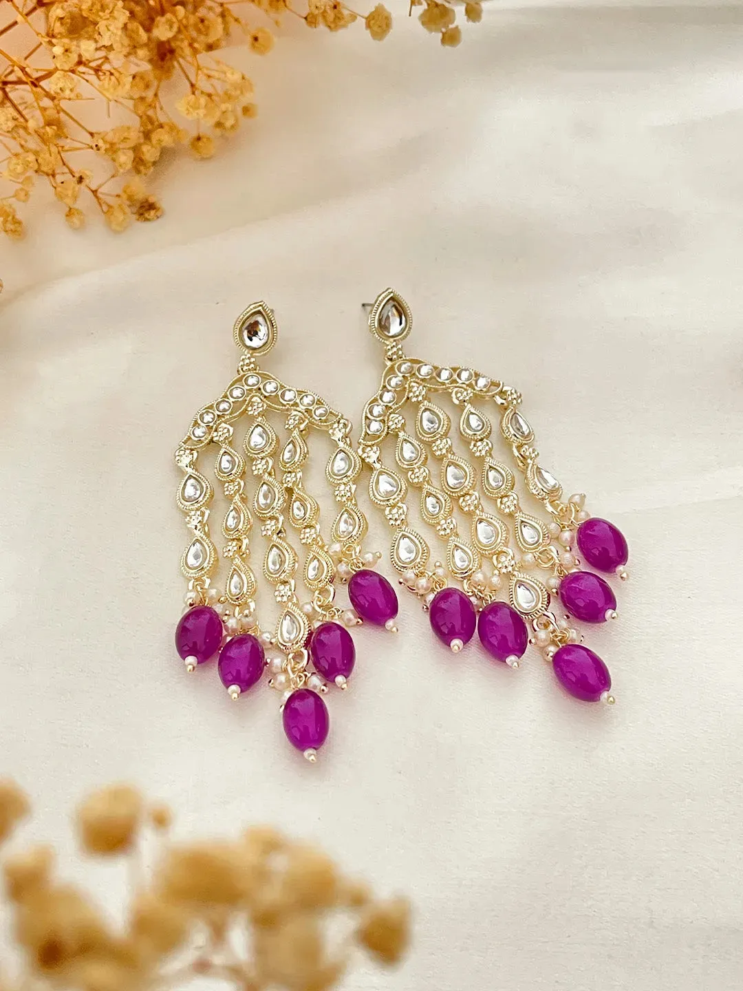 Gold Plated Contemporary Drop Earrings