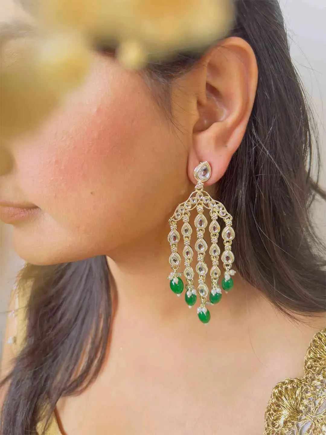 Gold Plated Contemporary Drop Earrings