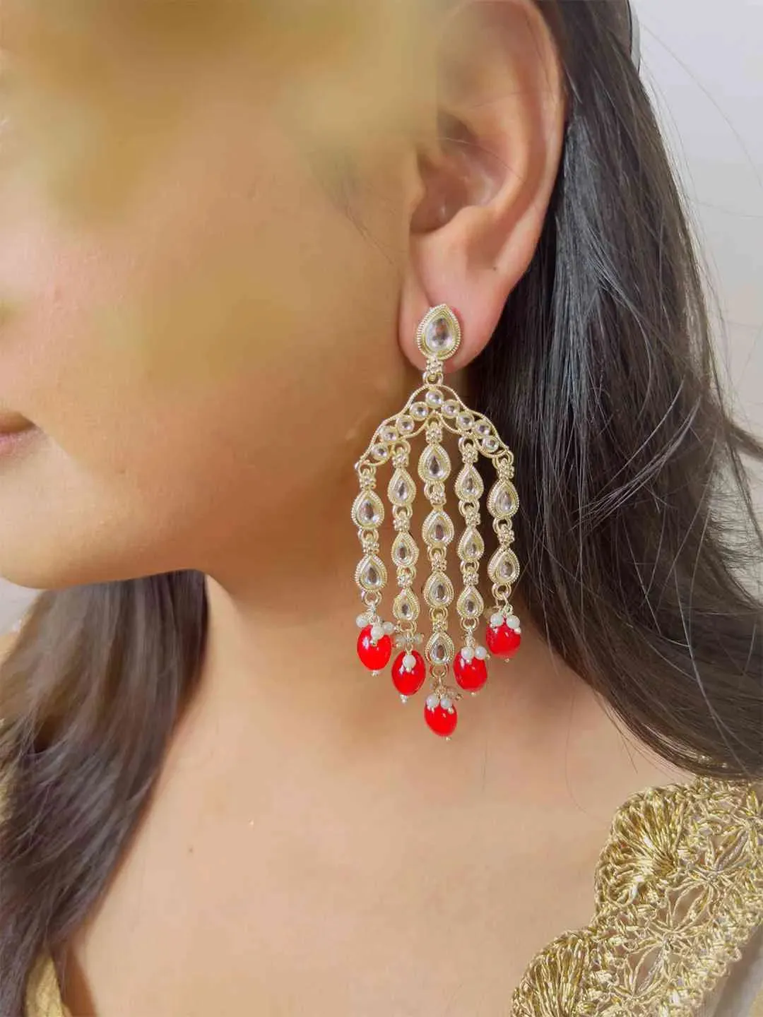 Gold Plated Contemporary Drop Earrings