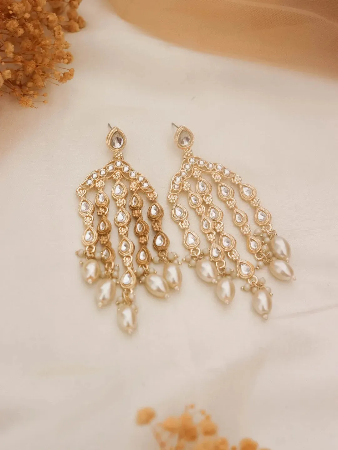 Gold Plated Contemporary Drop Earrings