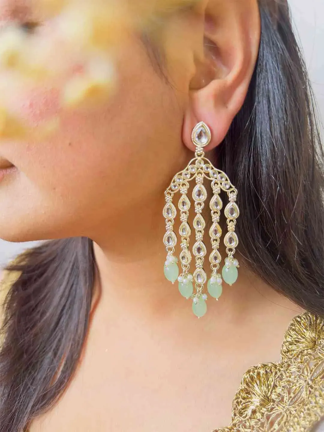 Gold Plated Contemporary Drop Earrings