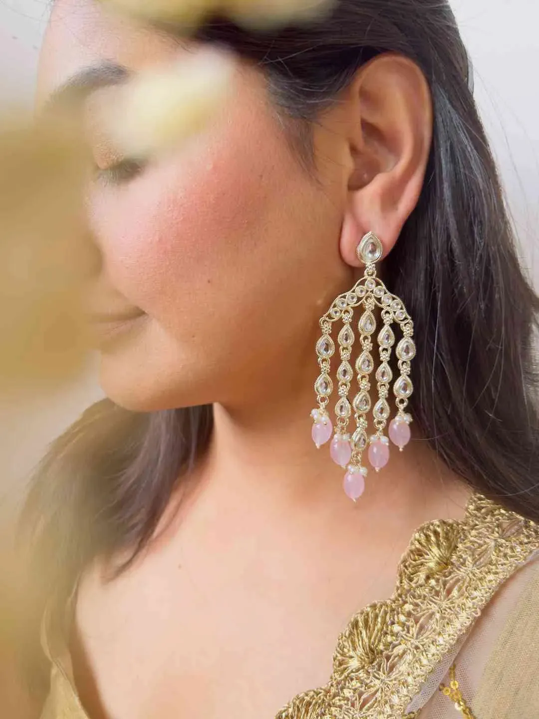 Gold Plated Contemporary Drop Earrings