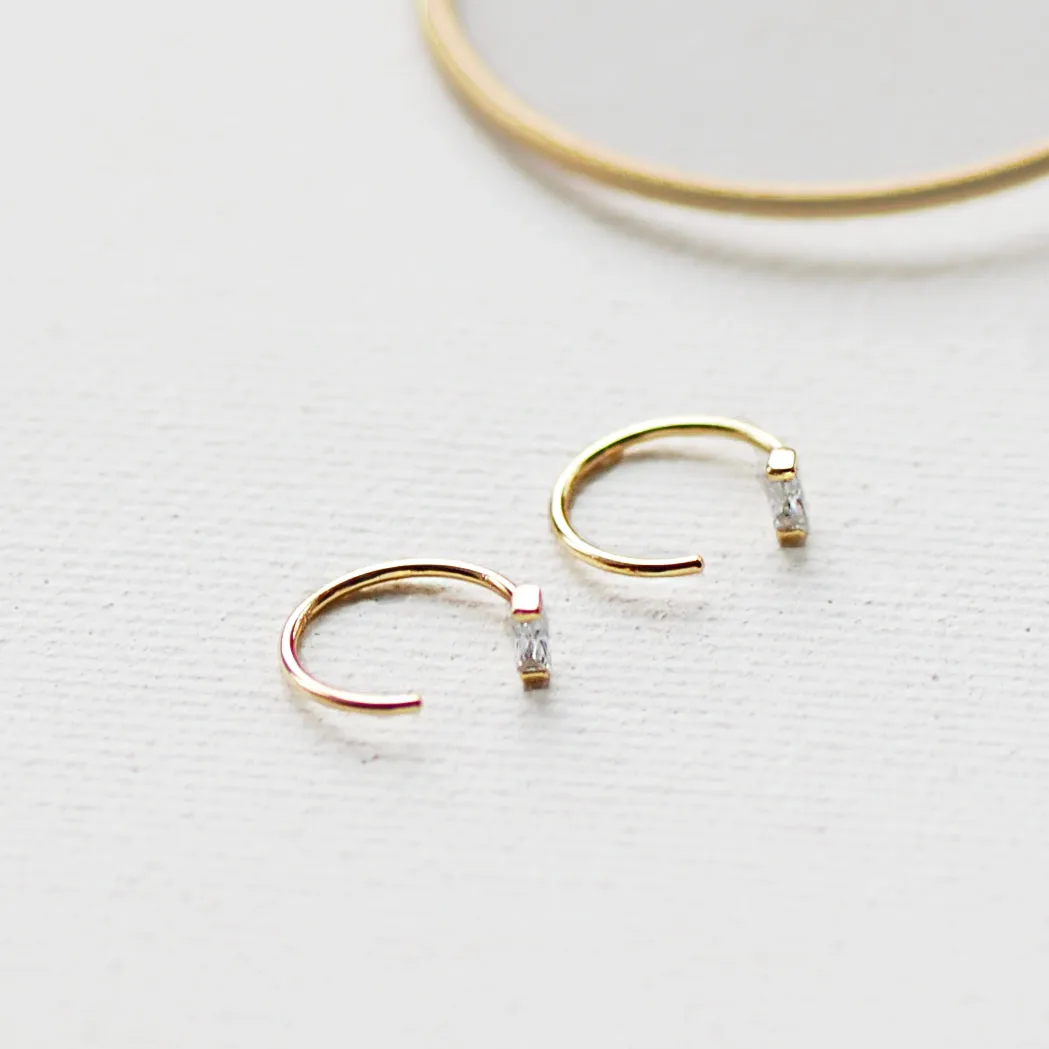 Gold Pull Through Diamante Earrings