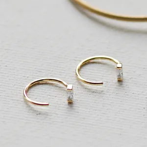Gold Pull Through Diamante Earrings