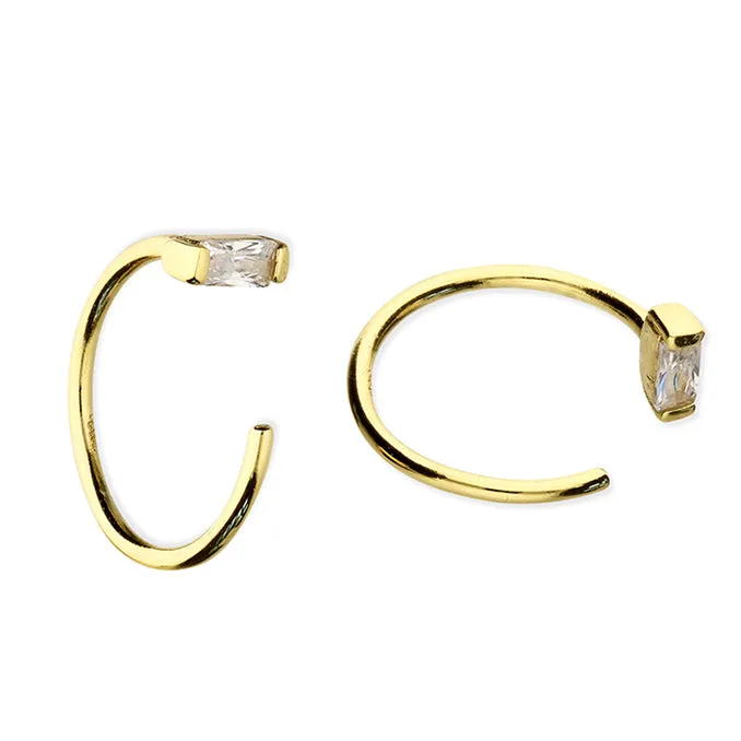 Gold Pull Through Diamante Earrings