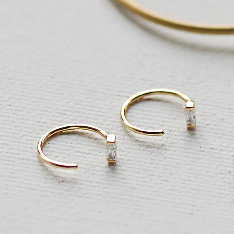 Gold Pull Through Diamante Earrings