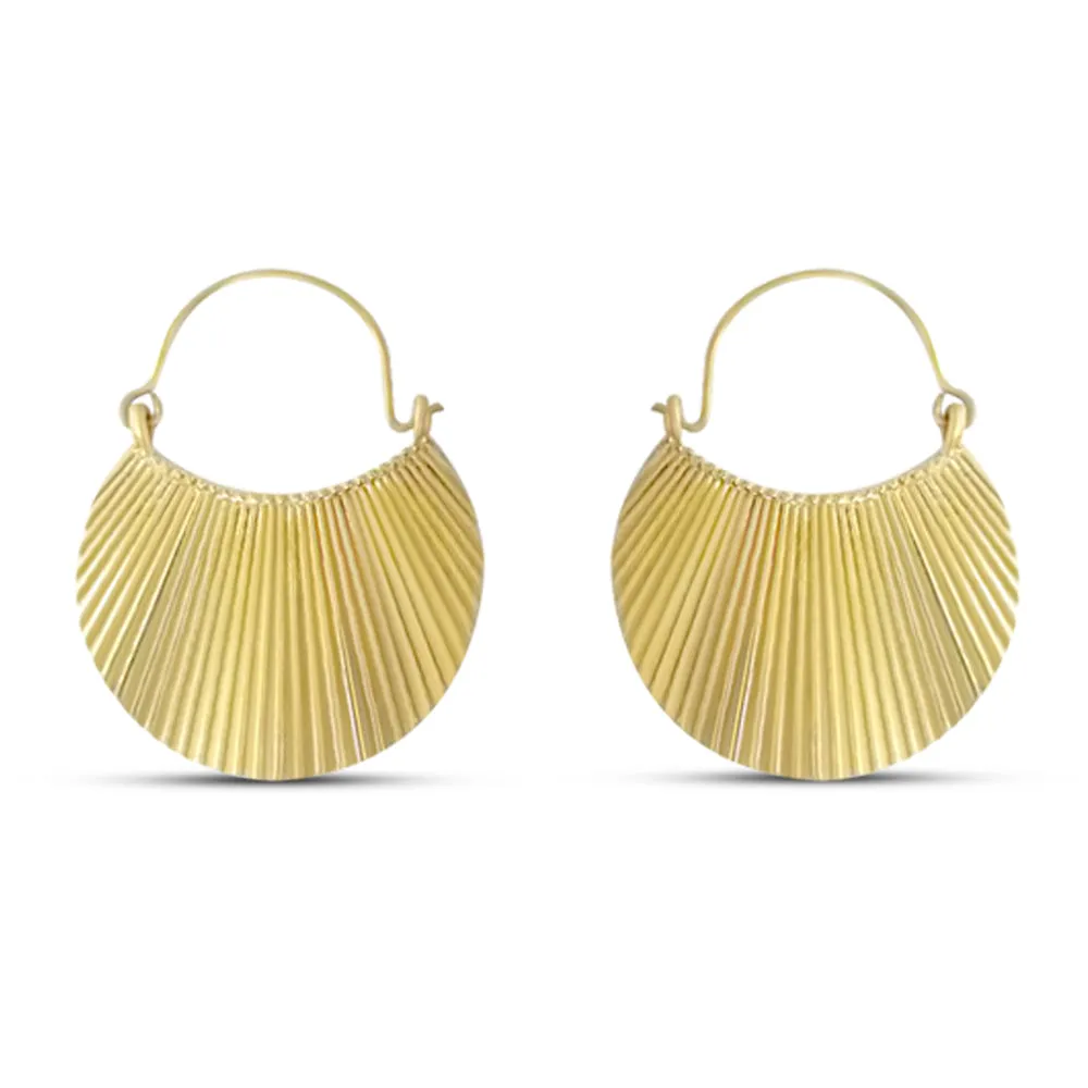 Gold Scallop Shaped Drop Earrings