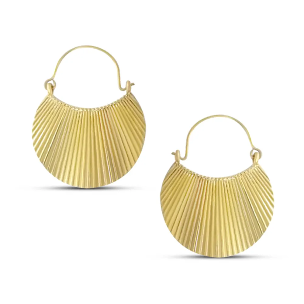 Gold Scallop Shaped Drop Earrings