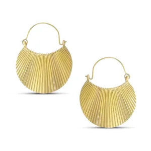 Gold Scallop Shaped Drop Earrings