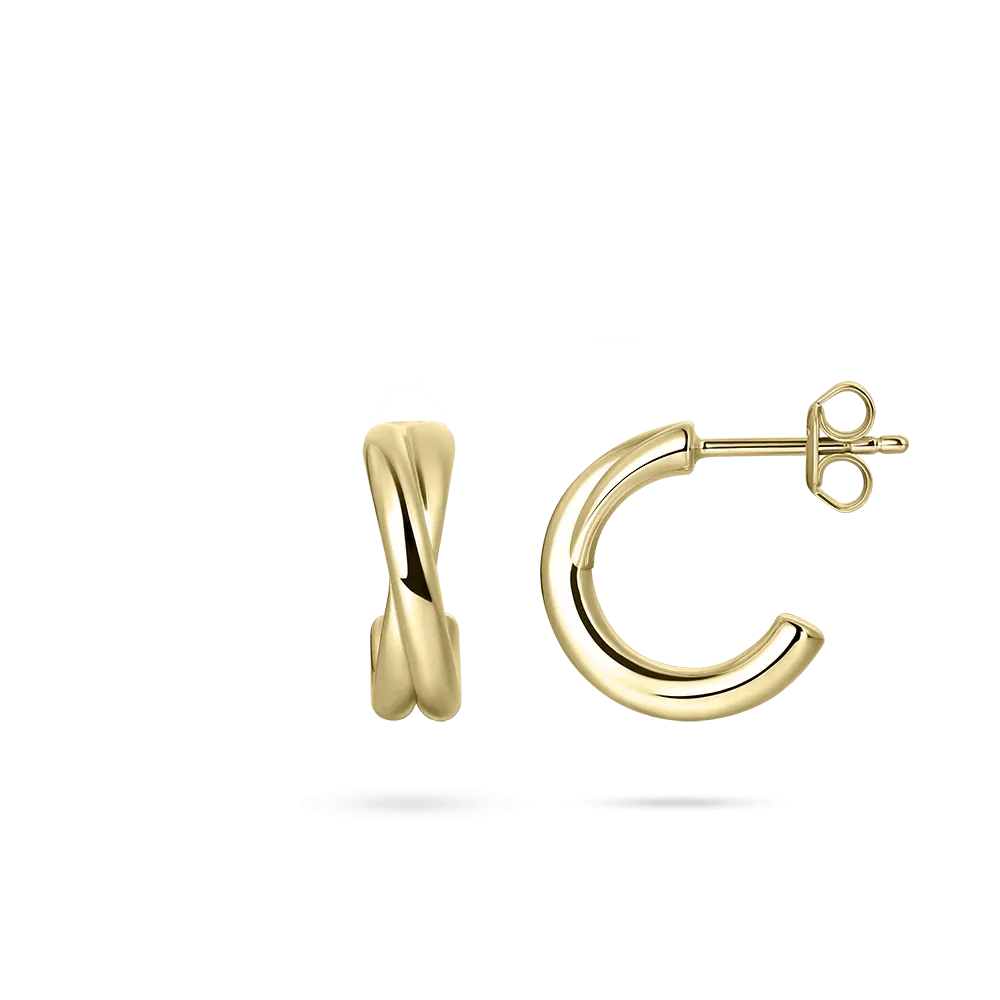 Gold Vermeil Silver Crossing Bold Bands Earrings