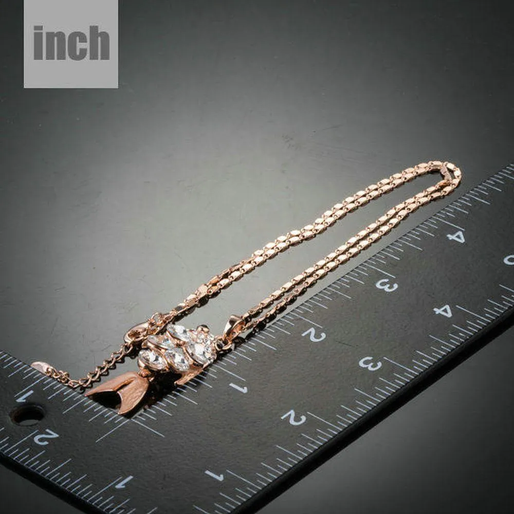 Golden Fish Design Crystal Pendant Necklace KPN0133