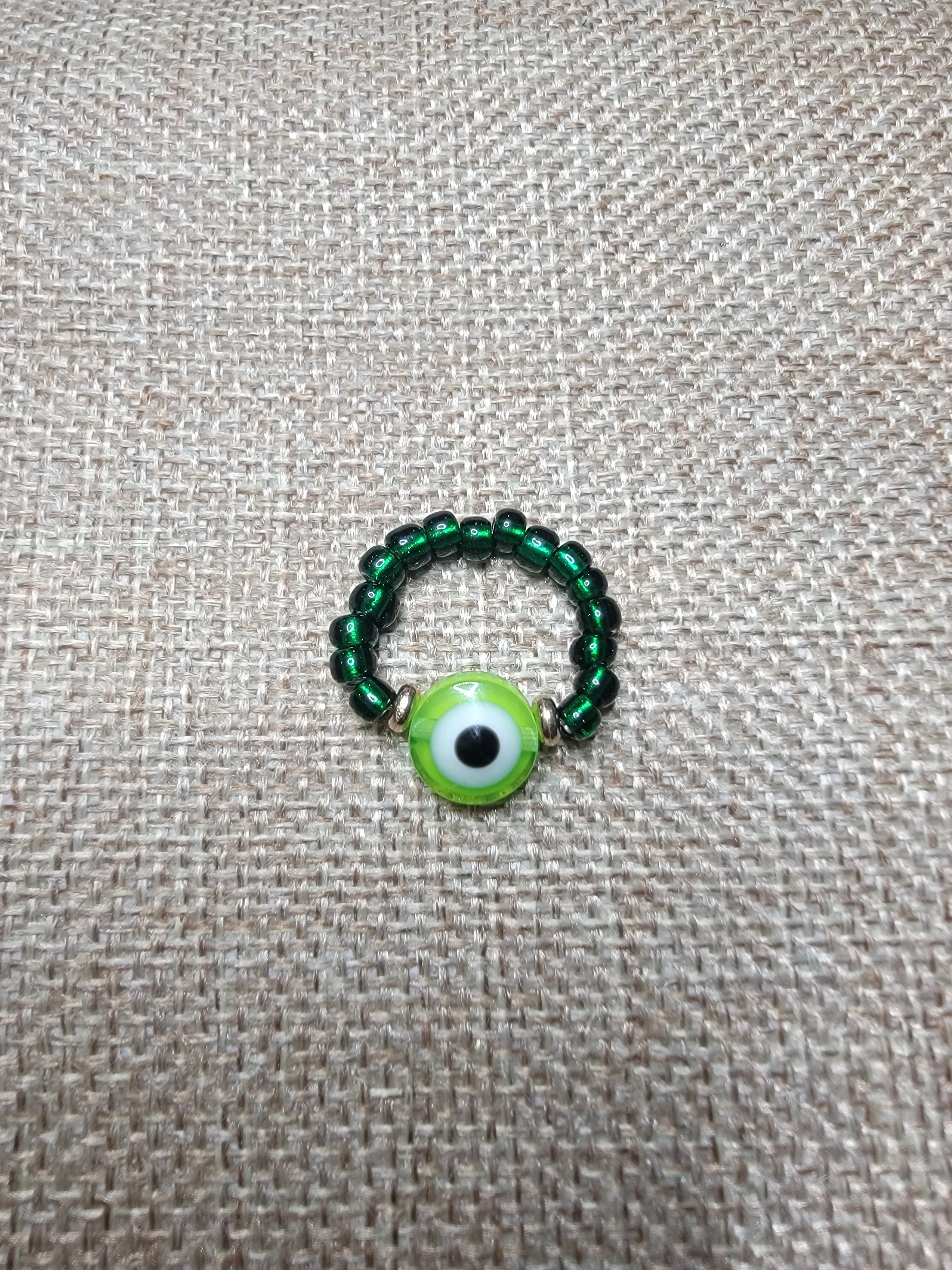 Green Evil Eye Bead Ring