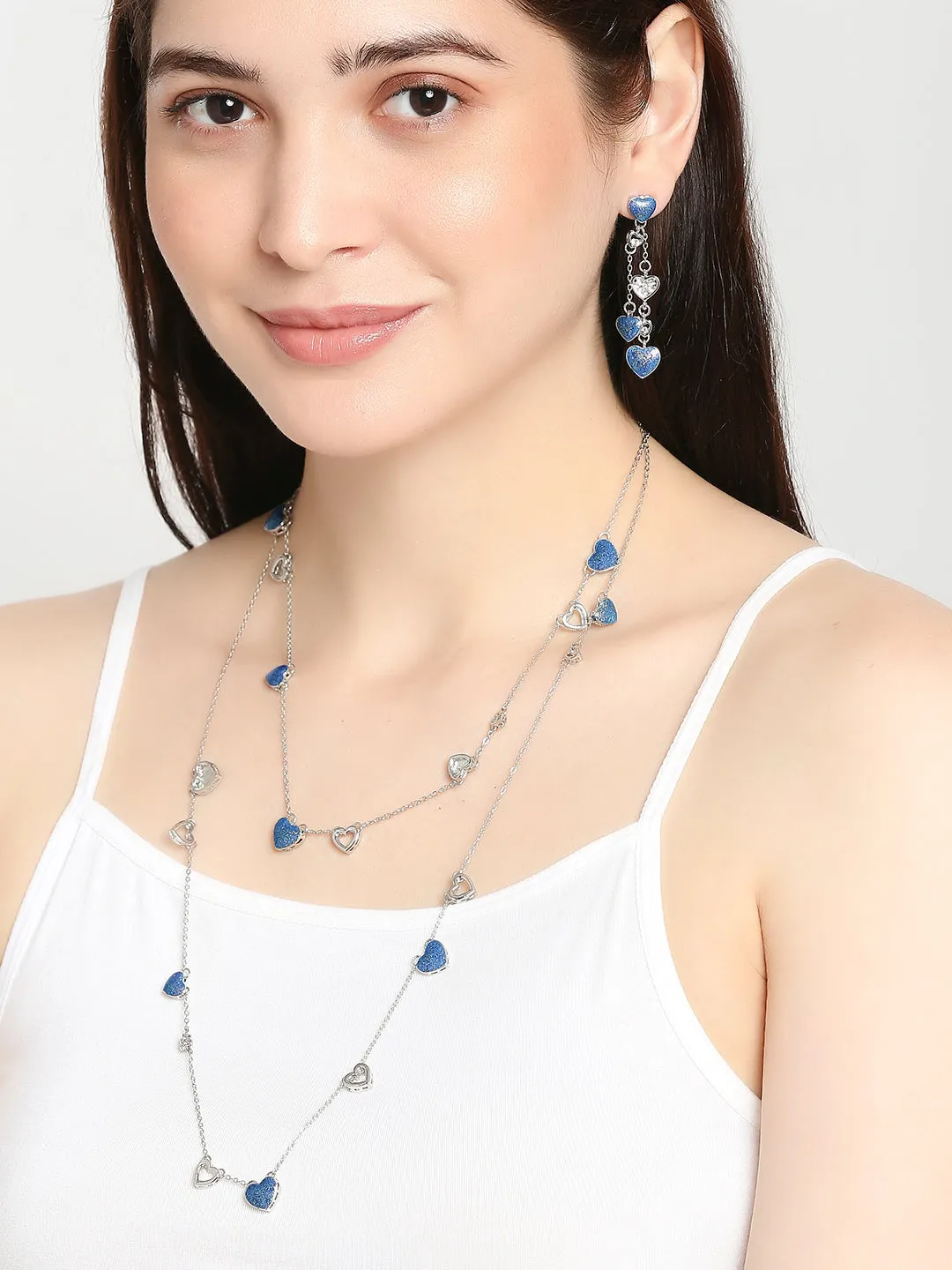 Green Heart Crystal Layered Necklaceset