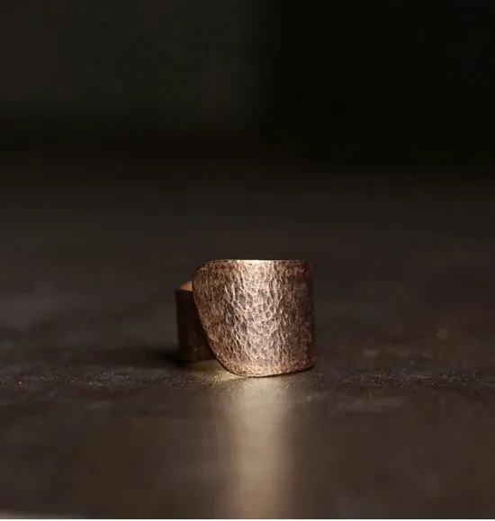 Hammered Hand Crafted Solid Adjustable Copper Ring