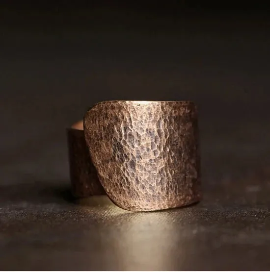 Hammered Hand Crafted Solid Adjustable Copper Ring