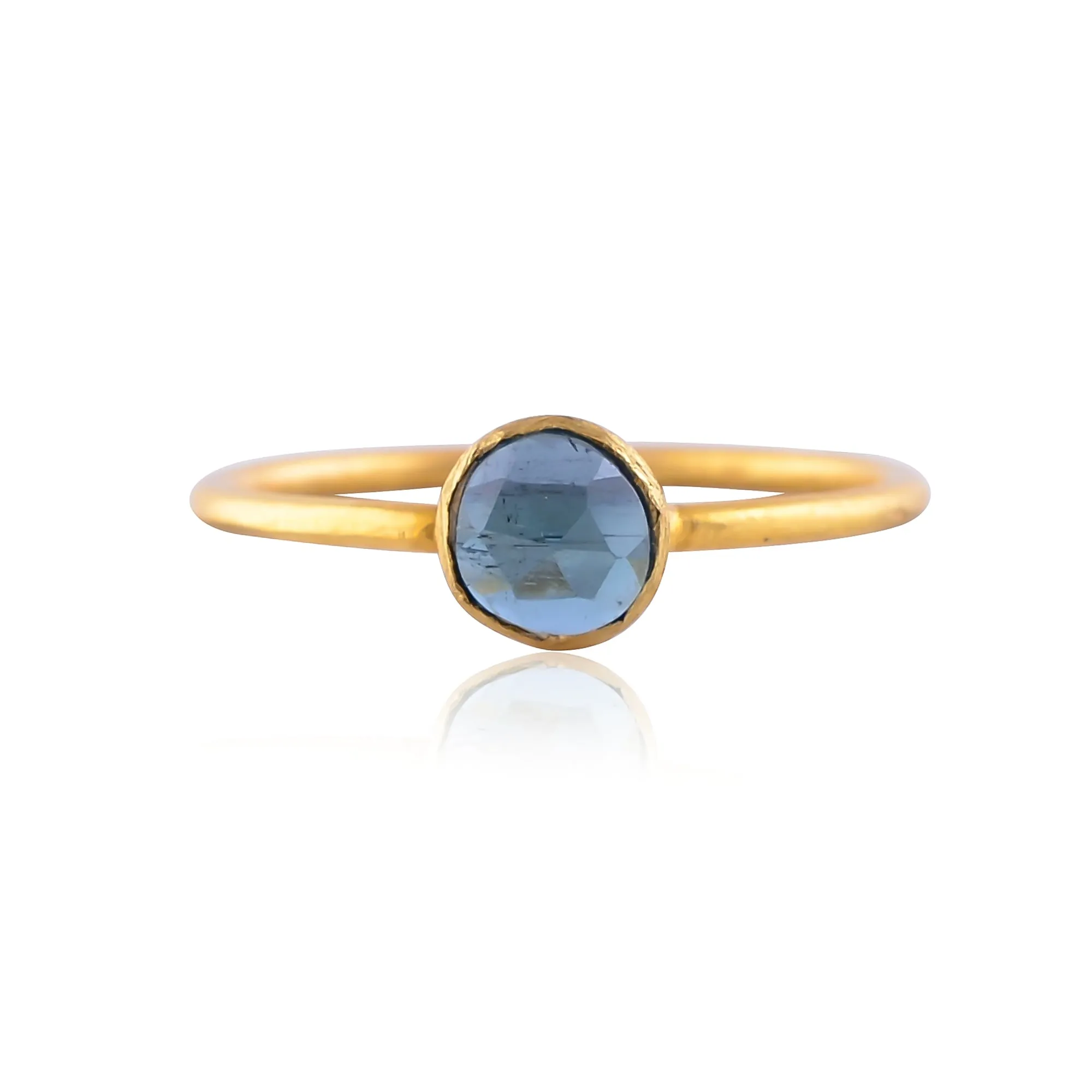 Handcrafted Silver Gold Plated Blue Topaz Ring
