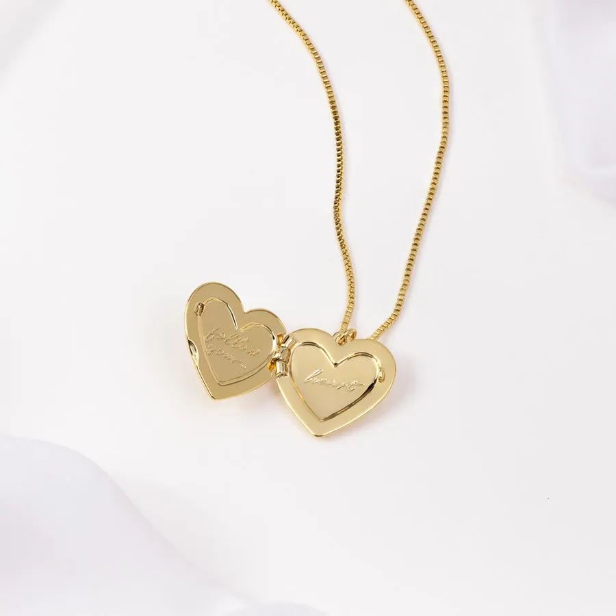 Heart Gold Locket Necklace