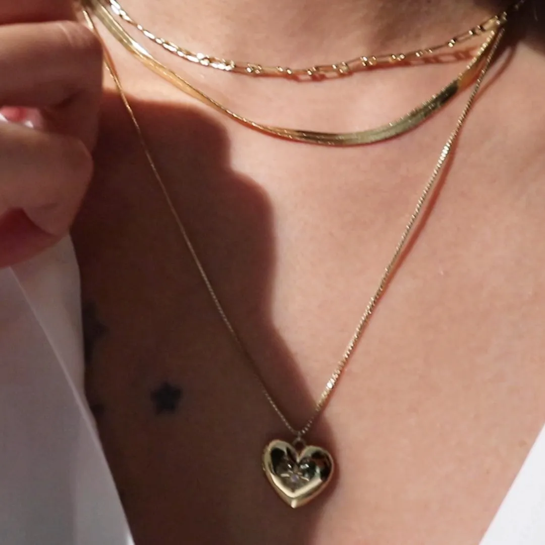 Heart Gold Locket Necklace