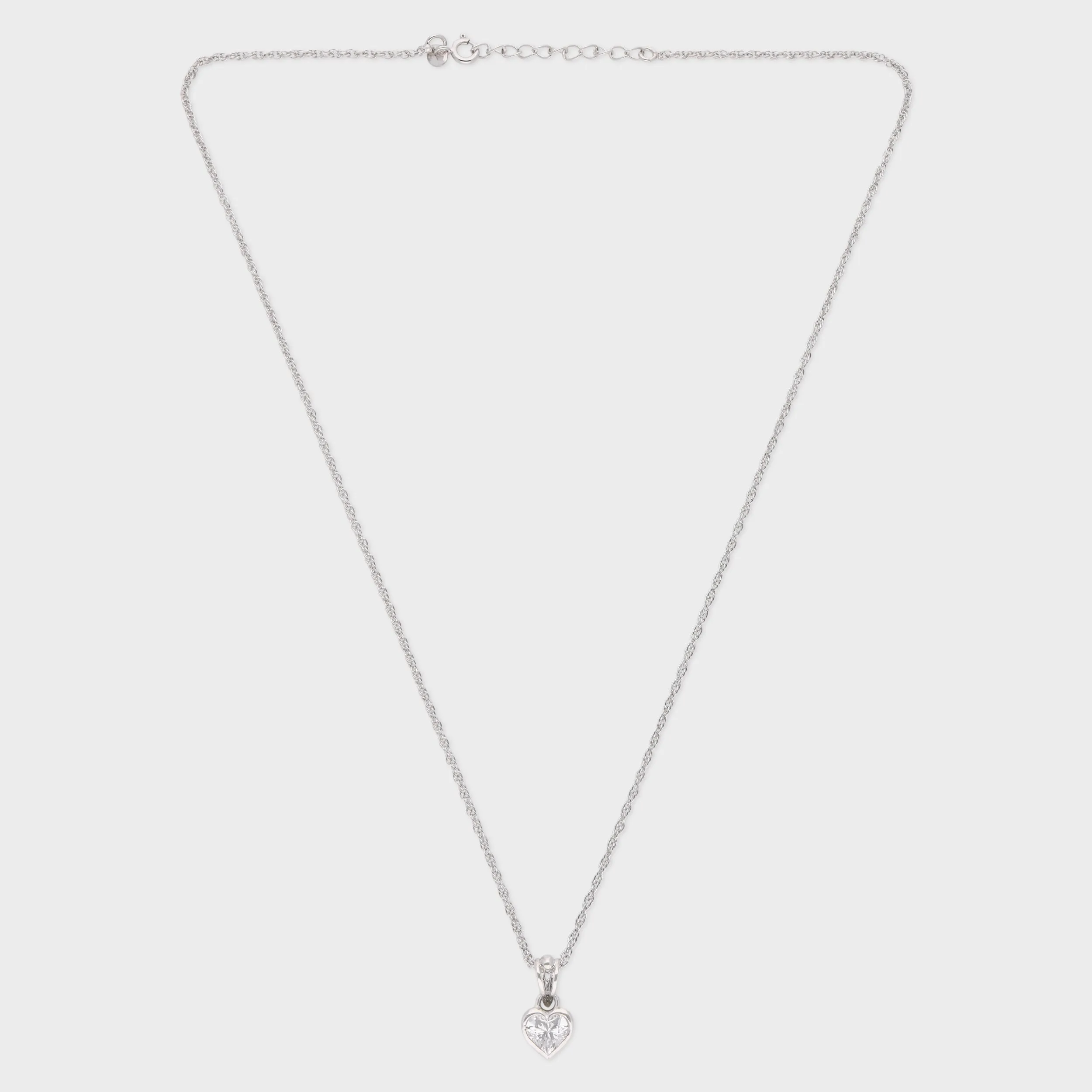 Heart-Shaped Solitaire Pendant Necklace in Sterling Silver | SKU : 0003579336, 0021424304, 0021424311