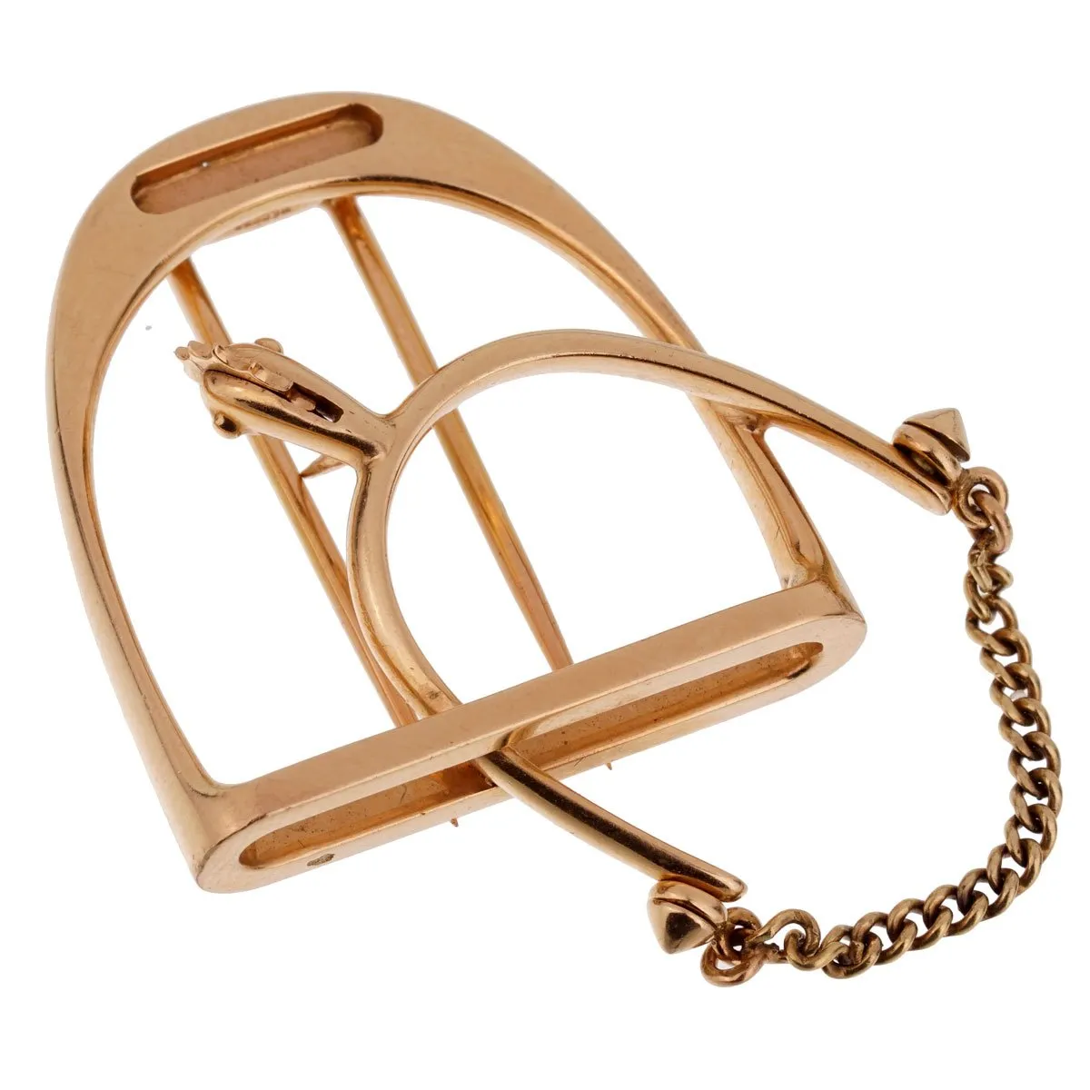 Hermes 1960s' Stirrup Yellow Gold Brooch