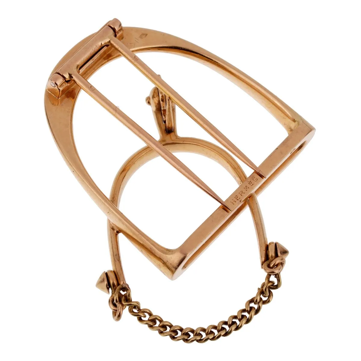 Hermes 1960s' Stirrup Yellow Gold Brooch