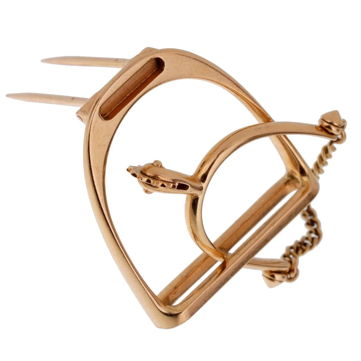 Hermes 1960s' Stirrup Yellow Gold Brooch