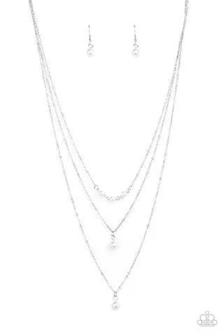 High Heels and Hustle - White Pearl Necklace-Paparazzi
