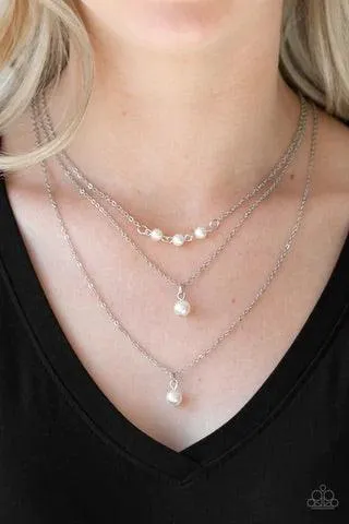 High Heels and Hustle - White Pearl Necklace-Paparazzi