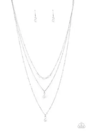 High Heels and Hustle - White Pearl Necklace-Paparazzi