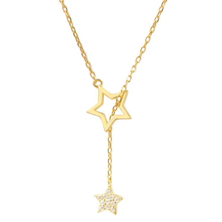 high quality SilverCute Shiny Star Choker Drop Charm Necklaces