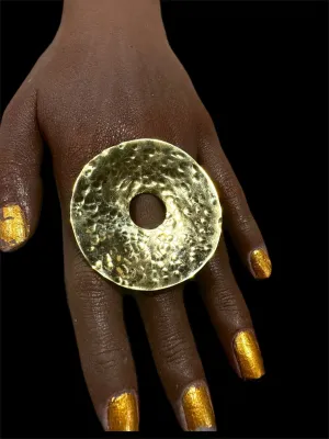 Hollow Circle with Hole Brass Statement Ring