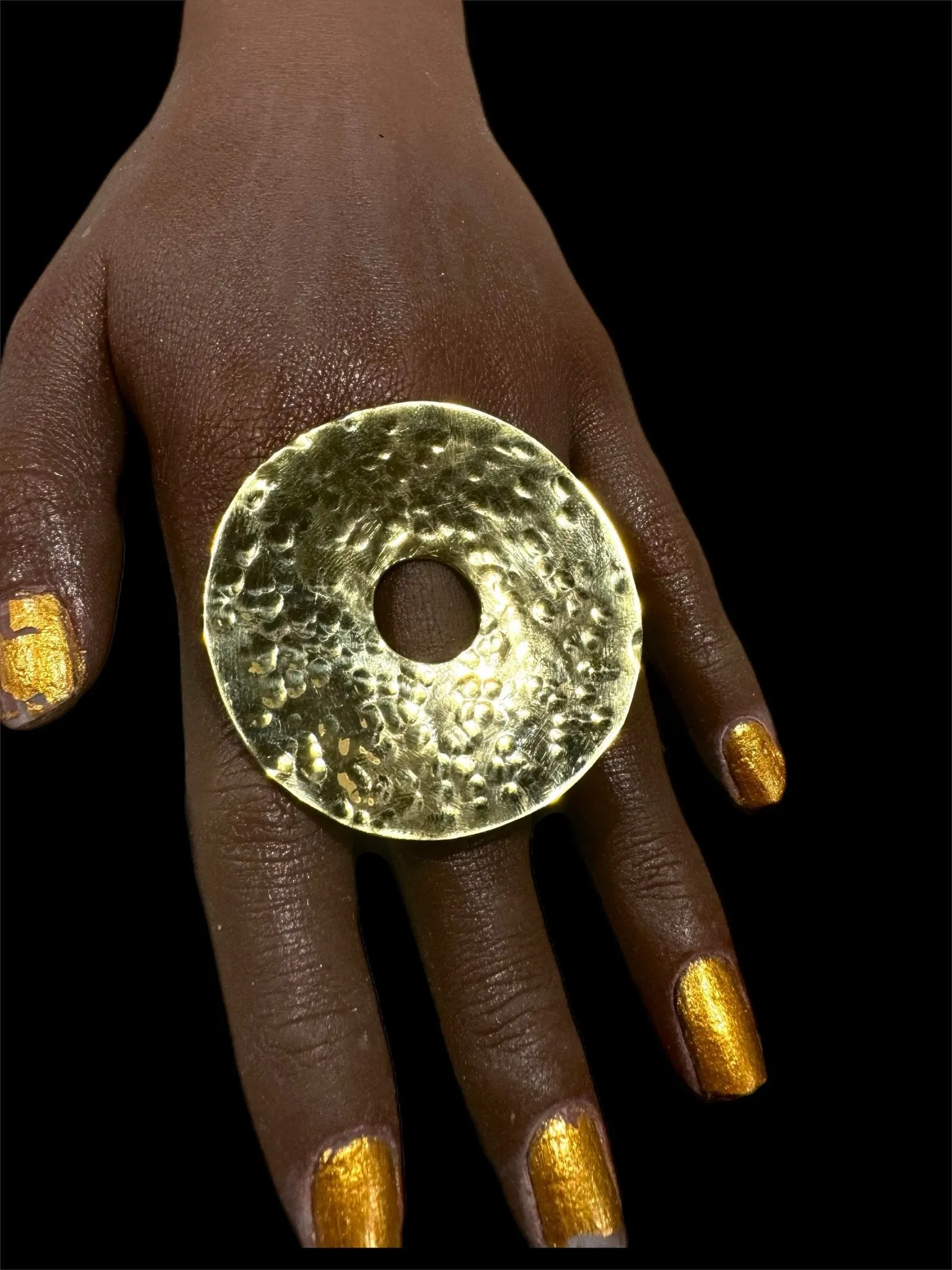 Hollow Circle with Hole Brass Statement Ring