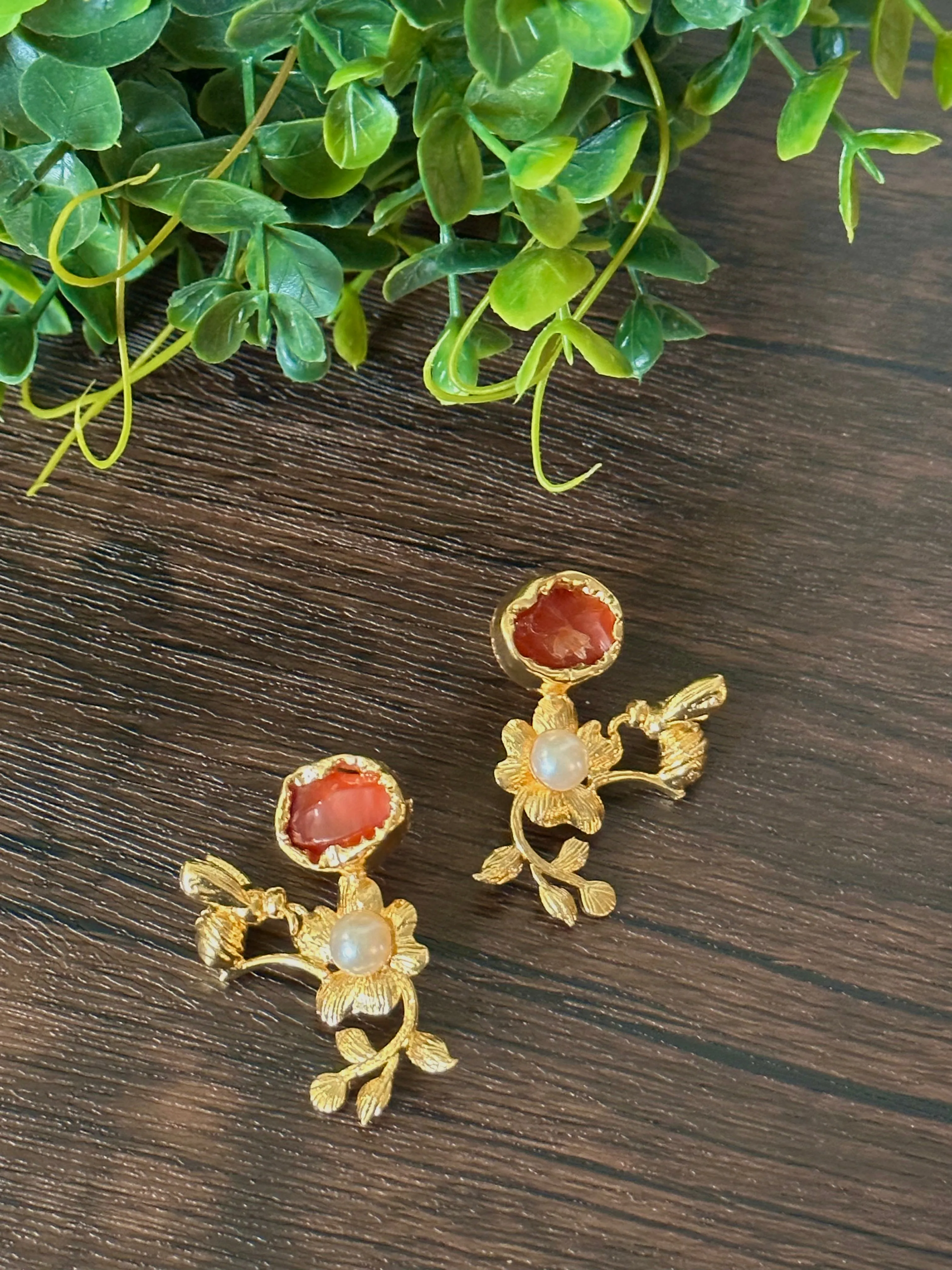 Humming bird on a flower earrings