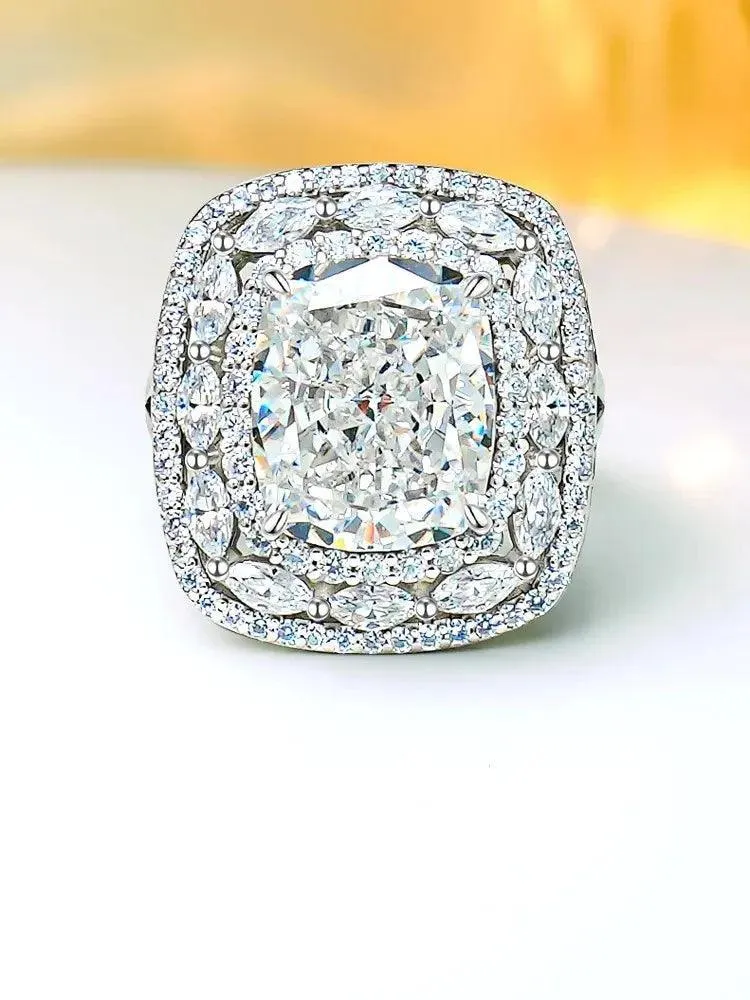 Impressive Luxury Vintage Broken Ice Cut Big Ring Inlaid with AAAAA High Carbon Diamonds Luxury Jewellery