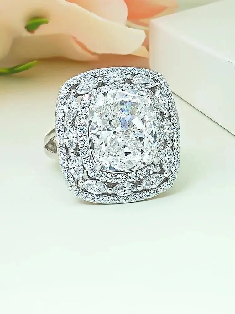 Impressive Luxury Vintage Broken Ice Cut Big Ring Inlaid with AAAAA High Carbon Diamonds Luxury Jewellery
