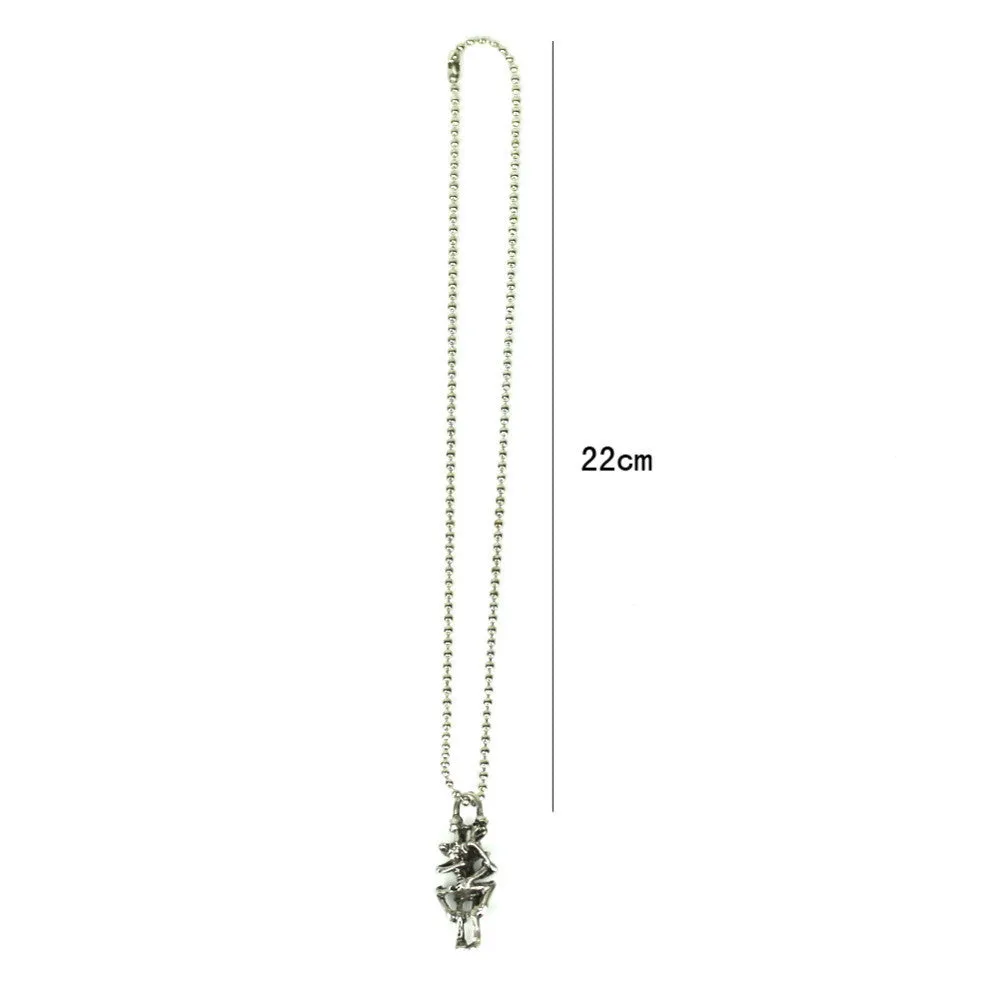 Infinity Tibet Silver Stainless Steel Skull Pendant Necklace for Men