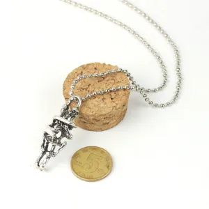 Infinity Tibet Silver Stainless Steel Skull Pendant Necklace for Men