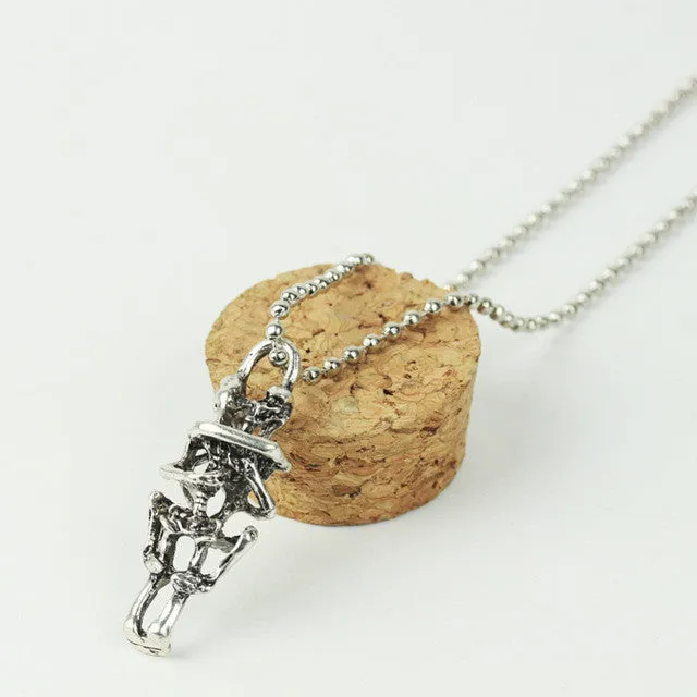 Infinity Tibet Silver Stainless Steel Skull Pendant Necklace for Men
