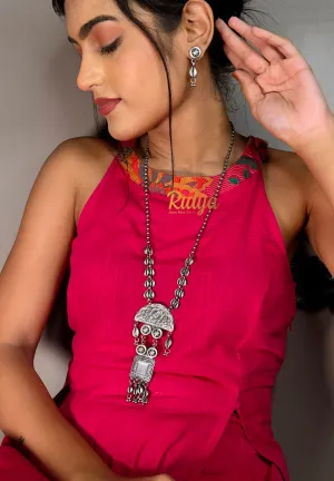 Intricate Work Shell Details Statement Necklace Set