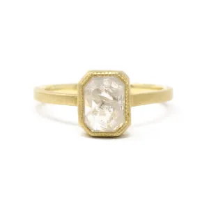 Jennifer Dawes Elegant Rustic Emerald Diamond Ring