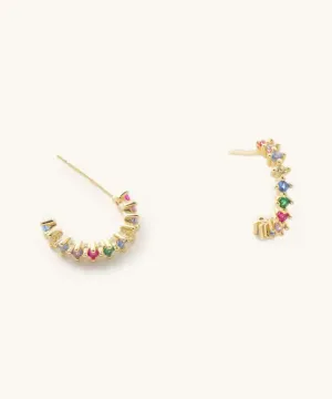 Josie Rainbow Hoop Earrings - Gold/Multi