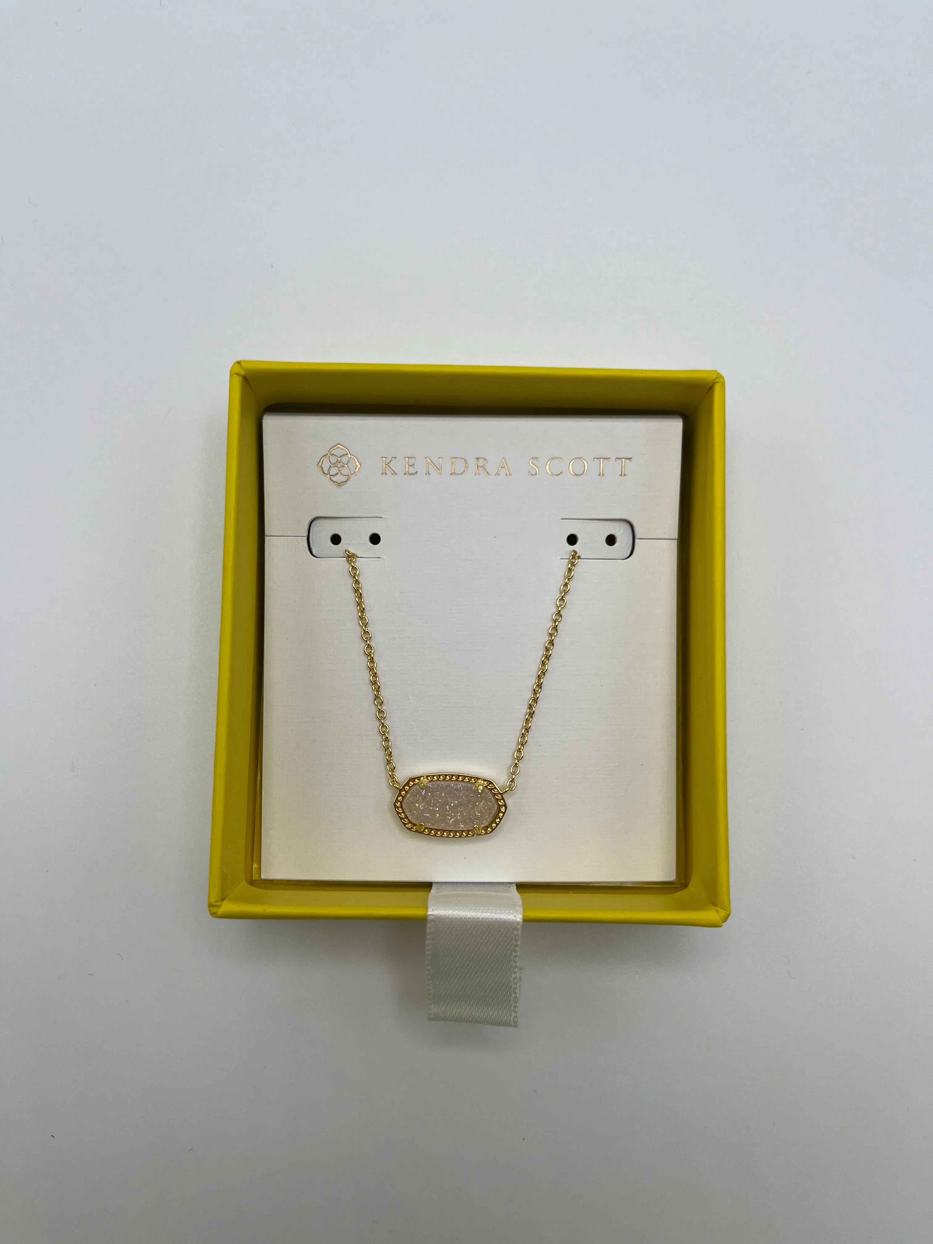 Kendra Scott Boxed Elisa Necklace Gold Iridescent Drusy