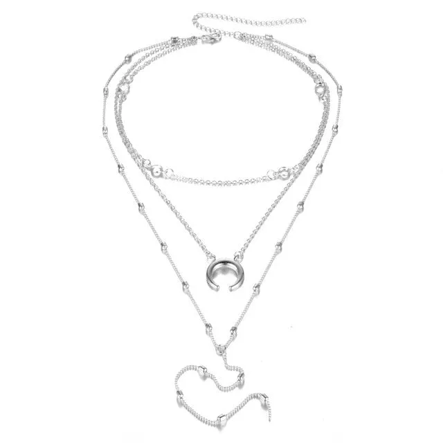 KISSWIFE Bohemian Fashion Women Necklaces&Pendants 3 Multi Layer Necklace Tassel Charm Bar Statement Necklace For Women Sweater