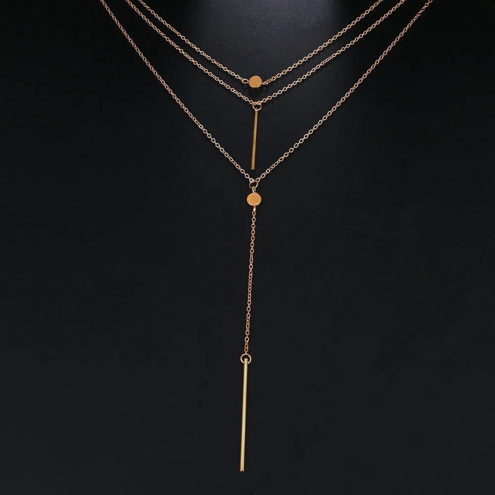 KISSWIFE Bohemian Fashion Women Necklaces&Pendants 3 Multi Layer Necklace Tassel Charm Bar Statement Necklace For Women Sweater