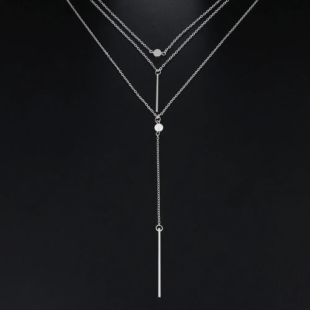 KISSWIFE Bohemian Fashion Women Necklaces&Pendants 3 Multi Layer Necklace Tassel Charm Bar Statement Necklace For Women Sweater