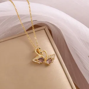 Korean Style Ins Swan Titanium Steel Necklace Women's 492009